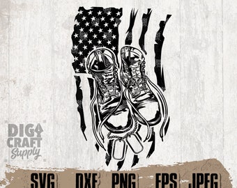 US Army Boots and Dog tags Digital Files, US Boots Svg, Military Boots svg, Army Boots svg, Combat Boots svg,  Veteran svg, US veteran svg