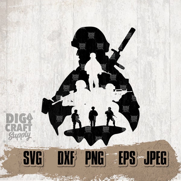 Soldier Scene svg, Soldier svg, US Army svg, US Navy, Military svg, US Veteran svg, Military Stencil, Military Clipart, Soldier Cutting File