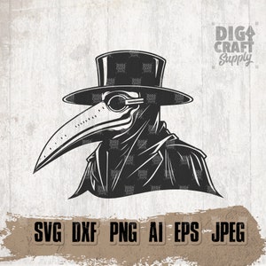 Plague Doctor svg, Halloween Shirt png, Ritual Cutfile, Deadly Tribute dxf, Scary Cult Clipart, Creepy Quack Surgeon Stencil, Spooky jpeg
