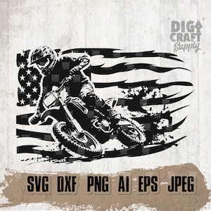 US Dirt Biker Motorcross svg, Clipart da corsa in moto, Camicia da papà sportiva png, USA Extreme Ride, Stencil moto, Cutfile da equitazione all'aperto