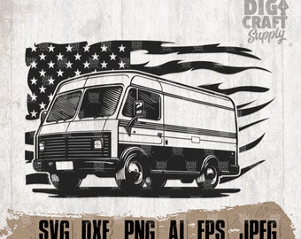 Camioneta de entrega de EE. UU. SVG, archivo de corte de camión de alimentos, plantilla de productos perecederos, producir camionero papá, imágenes prediseñadas de vehículos utilitarios de frutas, camisa de conductor de EE. UU. png