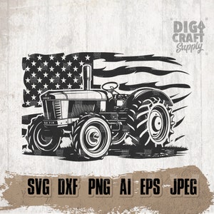 US Tractor svg, Farmer Dad Gifts, USA Farmlife Shirt png, Farm Life Cutfile, Machine Operator dxf, Heavy Equipment Stencil, Farming Clipart