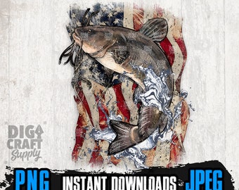 USA Flag Catfish PNG Files for Sublimation, Catfish Png, Fishing Png, Fishing Shirt, US Fish Hunting Png, Us Fishing Png, Hunting Png, Fish
