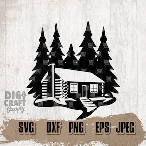Log Cabin #2 Digital Downloads, Log Cabin Svg, Log Cabin Clipart, Woods Log Cabin Svg, Forest Svg, Outdoor Cabin Svg, Woods Pine Tree svg