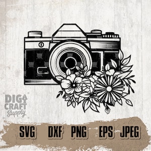 Floral Camera svg 2, Floral Camera png, Camera Cutfile, Camera Cutting File, Camera Instant Download, Photography svg, Photographer Monogram