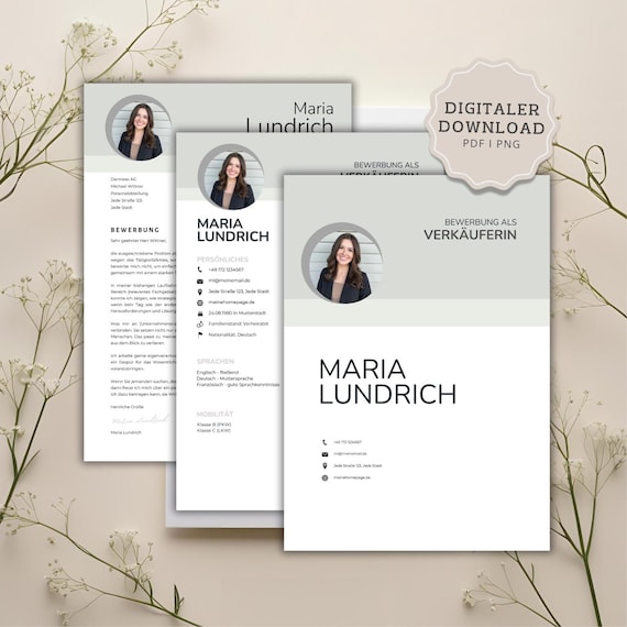 Bewerbungsvorlage Word | Lebenslauf Vorlage | Anschreiben Muster | Deckblatt Bewerbung | Modern Kreativ | Sofort-Download I Bewerbung modern