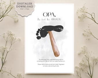 Nonno, sei fantastico, poster | Regalo fai da te per i nipoti | Modello di impronta A4 | Regalo di compleanno per nonno PDF PNG | Poster stampabile I Pensione