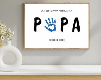 Regalo per la festa del papà, festa del papà, miglior papà, modello di impronta della mano, compleanno, uomini, download immediato, padre, bambino, lavoretti, PDF digitale, poster