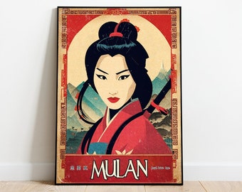 Mulan Poster, Mulan Print, A3, A4, A5, Comic Book Poster, Disney Print,Disney Poster, Mulan Retro Film Poster