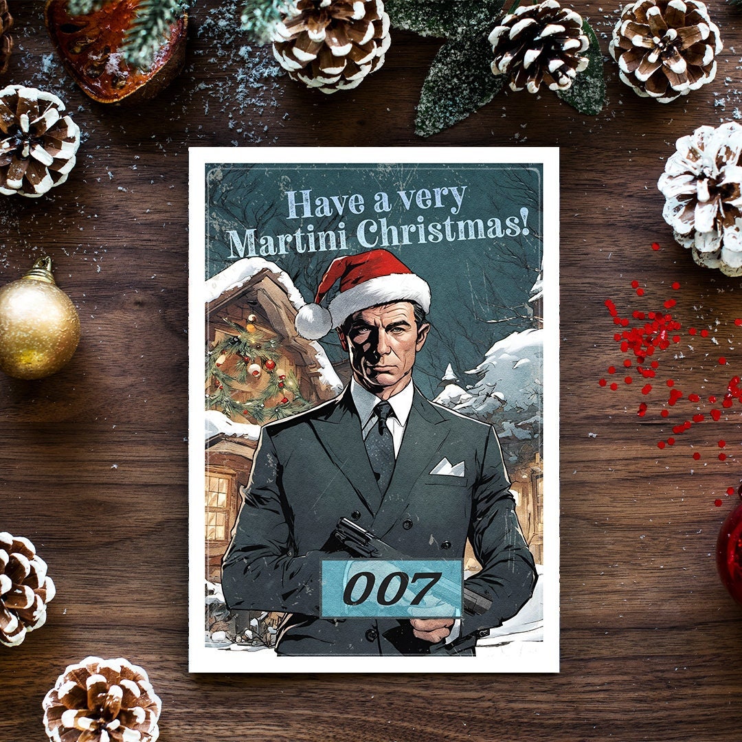 James Bond Christmas Card James Bond Gift Bond Christmas Card 007 Funny