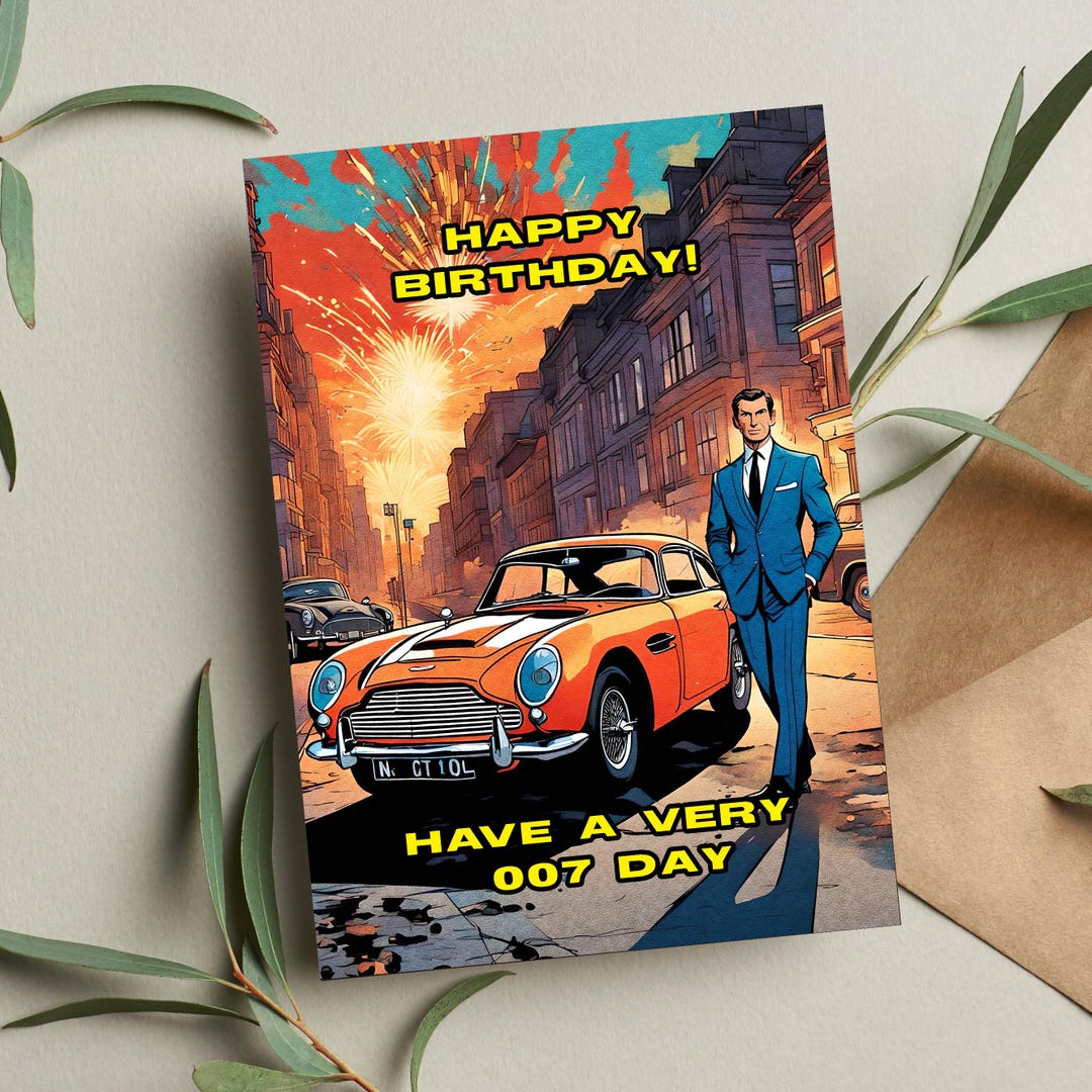 James Bond Birthday Card James Bond Gift Bond Birthday Card 007 Funny