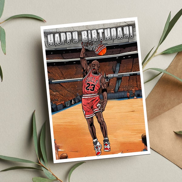 Michael Jordan Birthday Card, Chicago Bulls Birthday Card, Basketball poster, Chicago Bulls Poster, Gift for Him, Gift for Her,Birthday Card