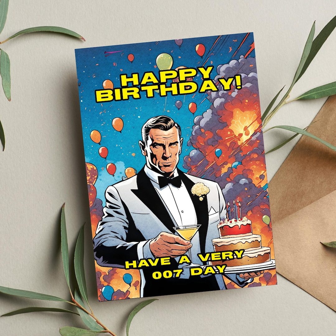 James Bond Birthday Card James Bond Gift Bond Birthday Card 007 Funny
