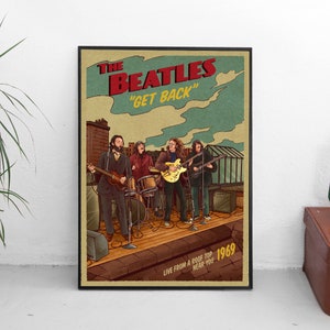 The Beatles Poster, Get Back Vintage Gig Poster, The Beatles Print, Beatles Art, Beatles Gifts, A3 A4 A5