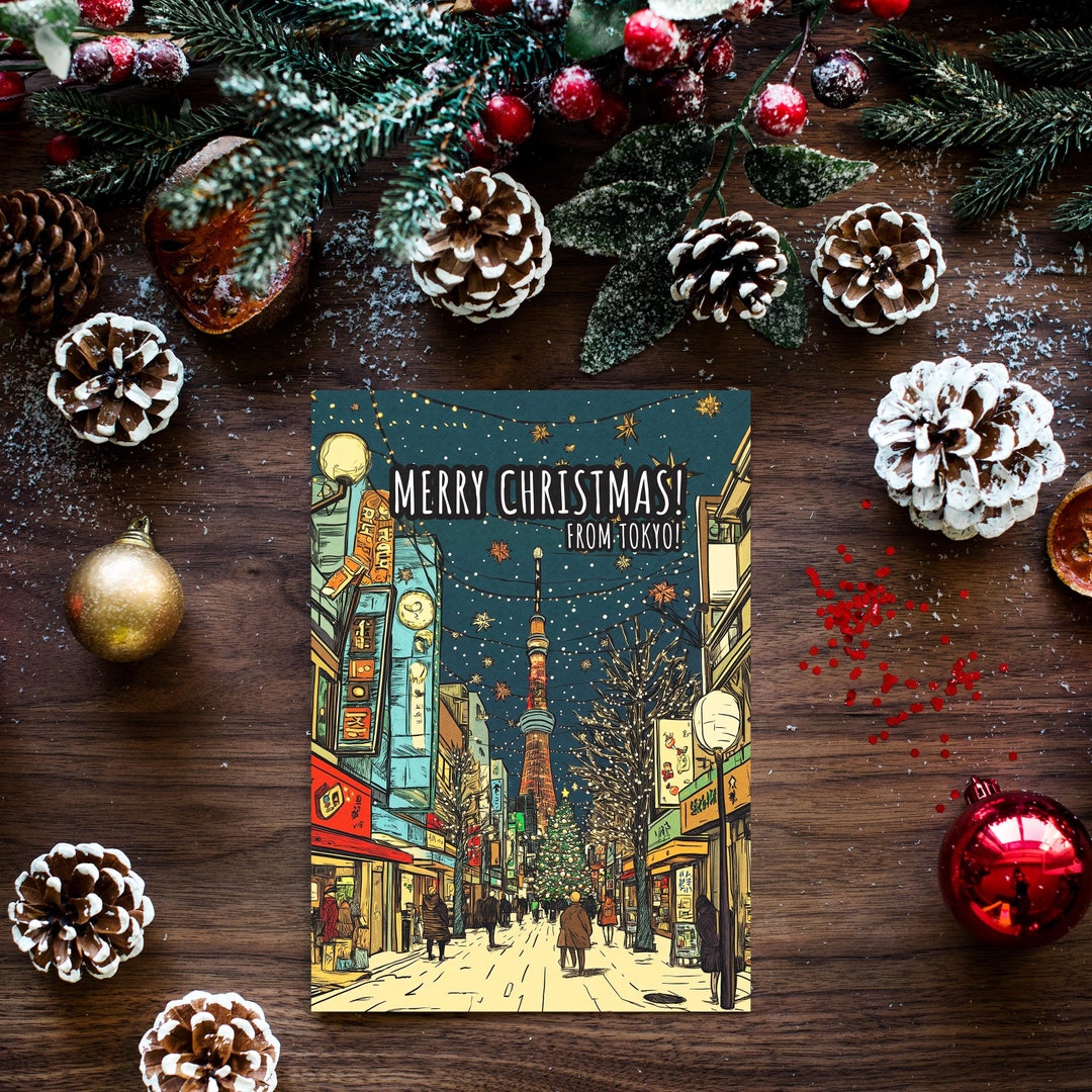 Tokyo Christmas Card greeting Card christmas Card Japan Card Japan