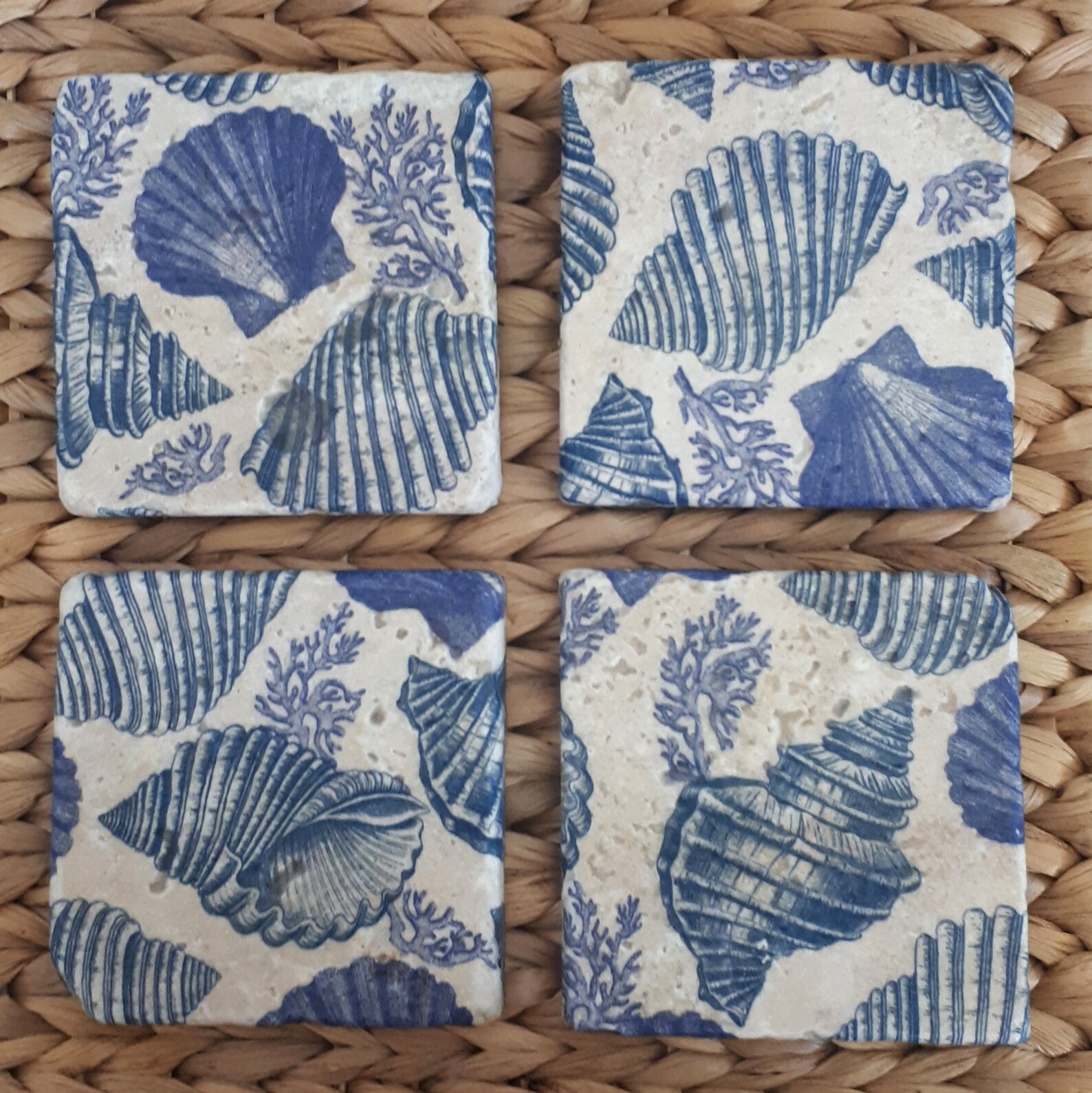 Coastal coasters seashell coasters blue sea shell coasters Etsy