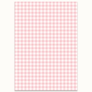 Puede incluir: Una hoja rectangular con un patr&oacute;n de cuadros rosa y blanco. El dise&ntilde;o consta de cuadrados espaciados uniformemente, creando un dise&ntilde;o cl&aacute;sico y alegre. La paleta de colores es suave y acogedora.