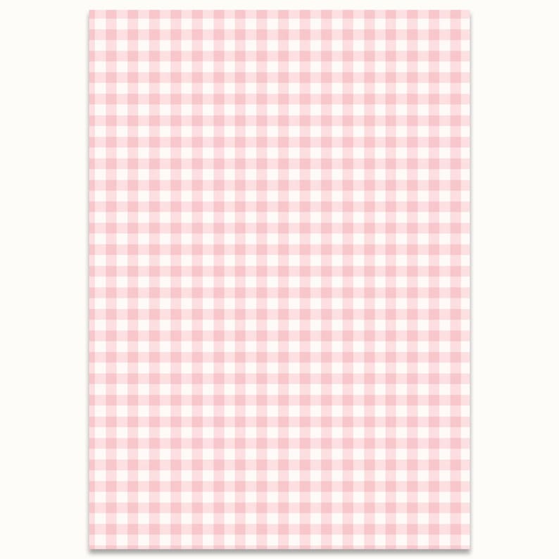 Puede incluir: Una hoja rectangular con un patr&oacute;n de cuadros rosa y blanco. El dise&ntilde;o consta de cuadrados espaciados uniformemente, creando un dise&ntilde;o cl&aacute;sico y alegre. La paleta de colores es suave y acogedora.