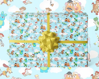 Toy Story Cartoon Drawing Wrapping Paper | Fun Kids Gift Wrap for Birthdays, Parties and Presents