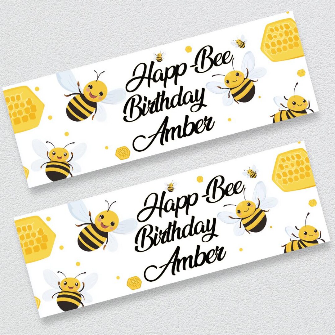 Personalised Bee Birthday Banner | Happy Bee-day Party Décor for Kids ...