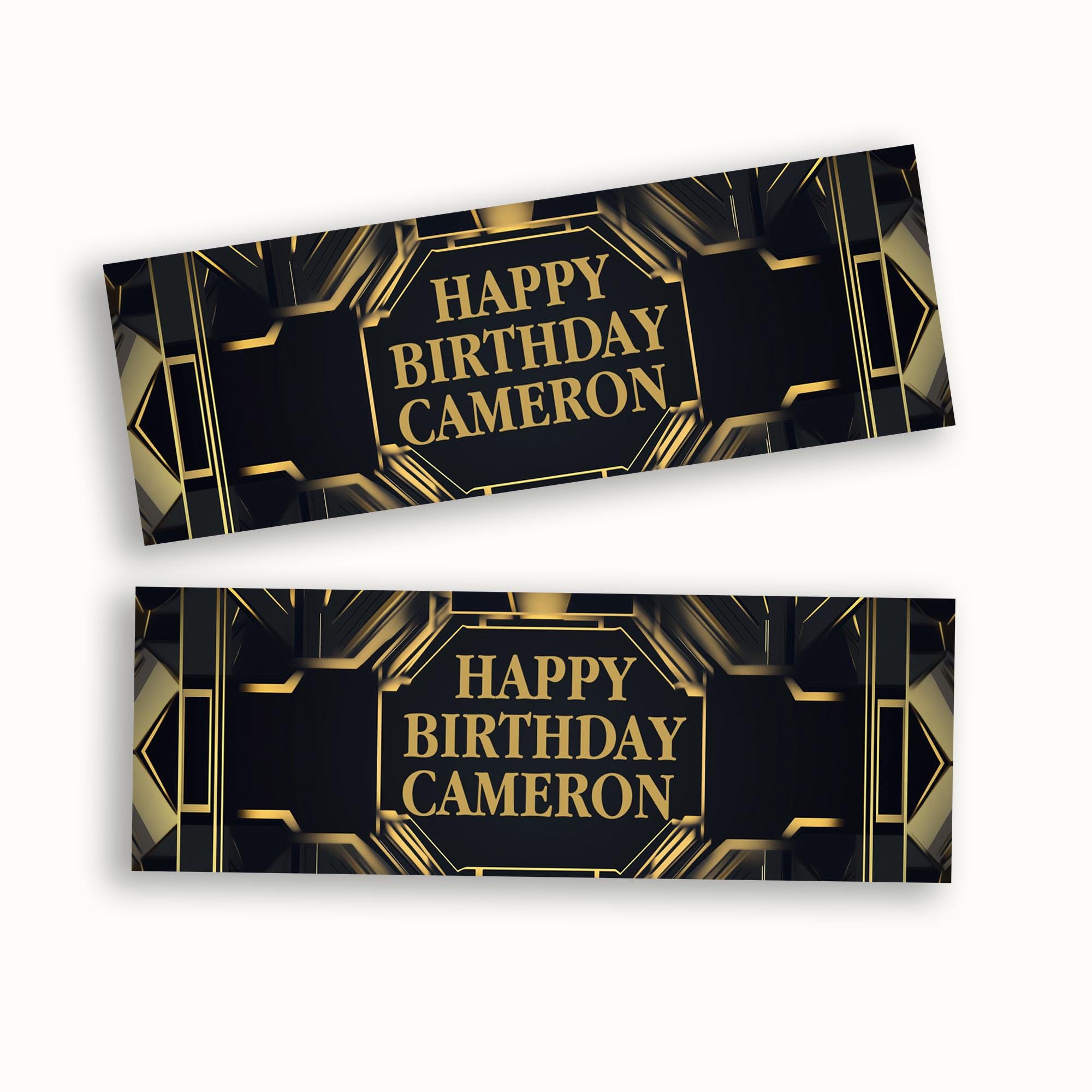 Happy 100th Birthday Banner & Circle Dots - Black & Gold Glitter Party Decorations, 60 Inches Long - View #4