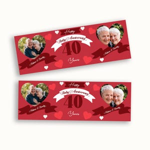 Personalised Photo Anniversary Banner | Custom Wedding Anniversary Decoration | Photo Memory Party Backdrop