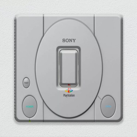 Retro Gaming Console Light Switch Sticker | 90's Gamer Light Switch Decal | Peel & Stick Vinyl | Geek Room Décor | Grey Console Art UK