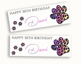 Personalised Neon Leopard Print Birthday Banner | Animal Print Party Décor for Her | Custom Name Banner | Matching Gift Wrap Available