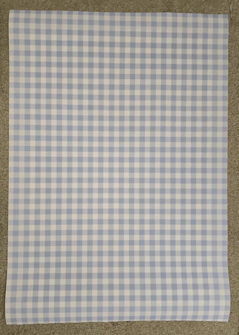 Blue Gingham Wrapping Paper | Cute Gift Wrap Sheets | Birthday Wrapping Paper | Baby Shower Gift Wrap | Pastel Party Wrapping Paper image 4