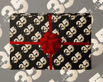 Personalised Age Happy Birthday Wrapping Paper | Custom Birthday Gift Wrap | Black and Gold Birthday Party Supplies