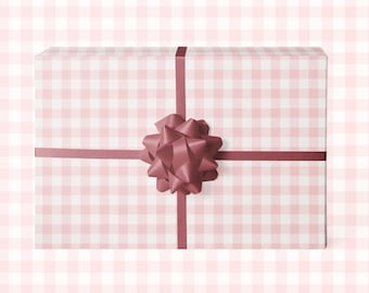 Pink Gingham Wrapping Paper | Cute Gift Wrap Sheets | Birthday Wrapping Paper | Baby Shower Gift Wrap | Pastel Party Wrapping Paper
