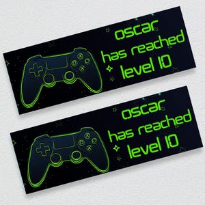 Personalised Gaming Controller Banner | Level Up Birthday Party Décor | Gamer Theme Celebration Sign | Video Game Birthday Banner