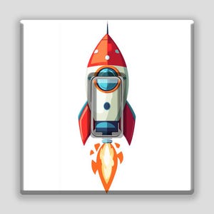 Spaceship Rocket Cartoon Illustration Art Craft kids bedroom  Light Switch Sticker UK