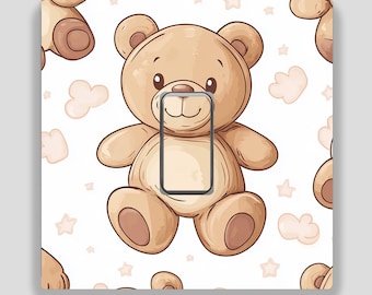 Cute Teddy Bear Light Switch Sticker | Baby Nursery Room Décor | Kids Animal Light Switch Decal | Gender Neutral Gift UK