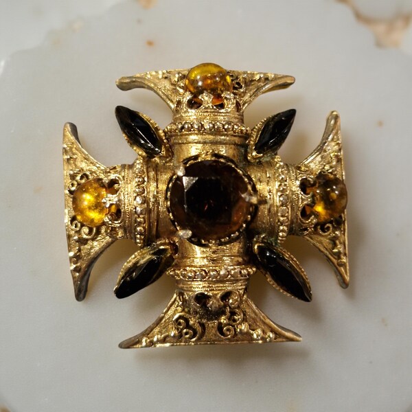 Florenza Maltese kruisbroche hanger topaas