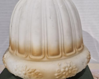 Glass Globe White Satin Flowers Acorn  3.25"F 6"D 6"H