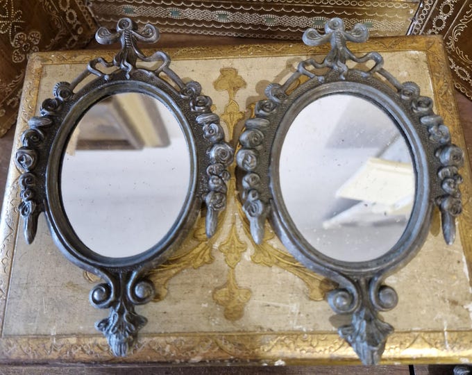 Vintage Pair Ornate Brass Oval Picture Frames. Made in Italy. set of ...