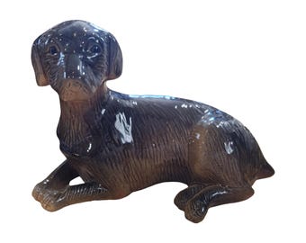 Dog Brown Ceramic  Vintage 6x4 inches