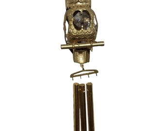 Owl Wind Chime with Swarovski Crystals 24K Gold