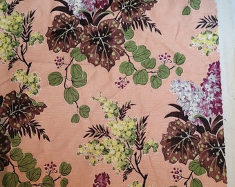 Fabric, Floral Peachy Pink Botanical Print yardage