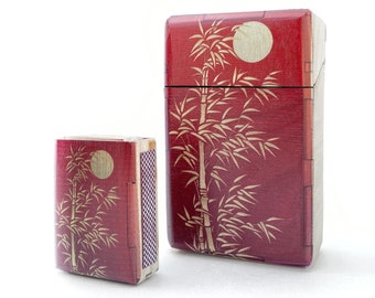 Retro Cigaret case, red Cigarette box & Match Box
