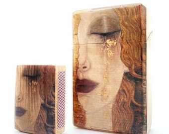 Cigarette Case Freyas tears, wood Cigarette Case, joint case, business card case