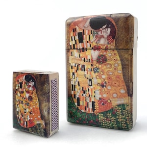 Portasigarette vintage con chiusura magnetica, Gustav Klimt il Bacio, Festa della Mamma