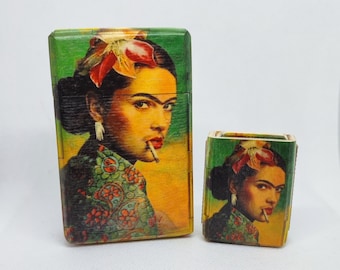 Frida gift set for smokers, wooden cigarette case, cigarette box for 20 cigarettes