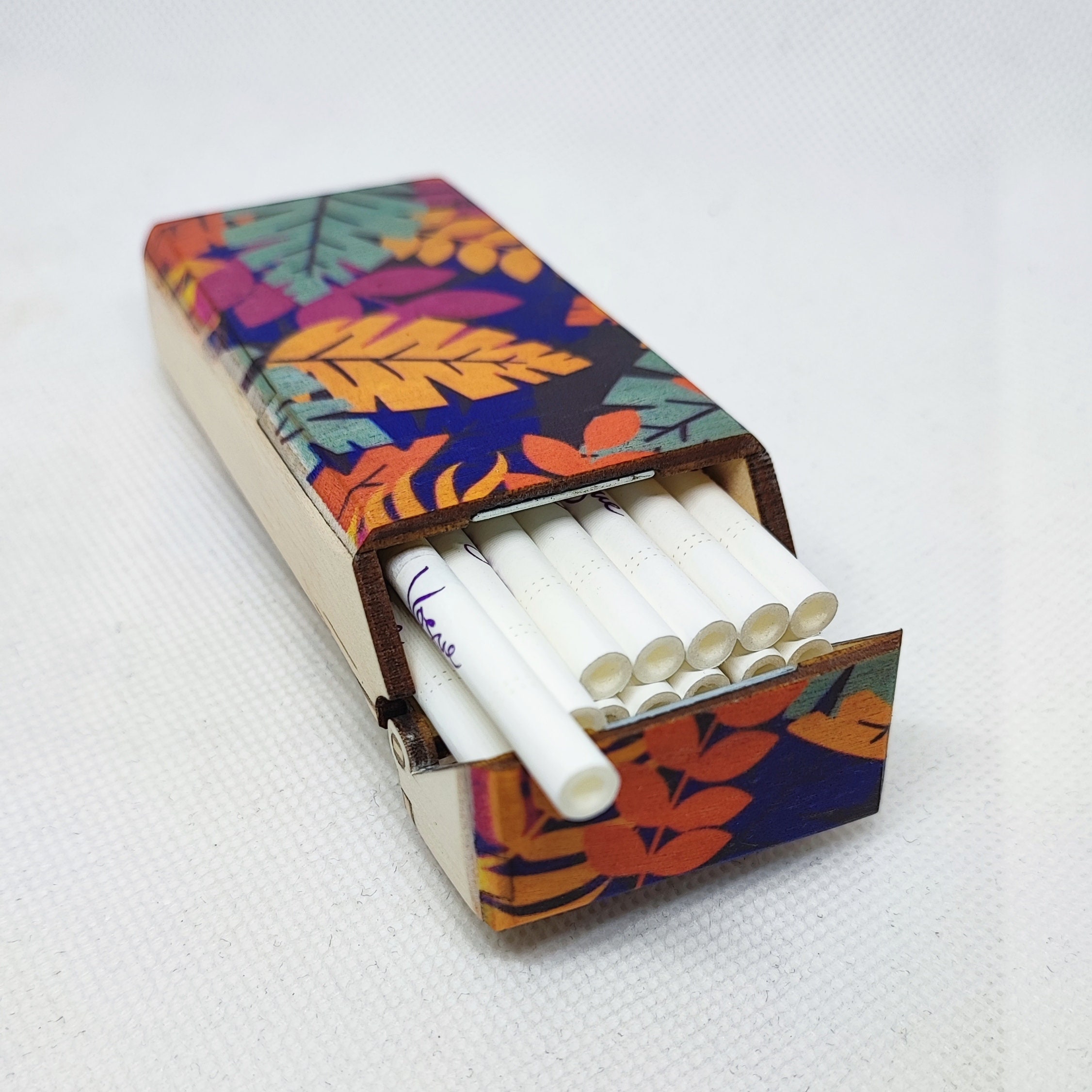 Pitillera para hombres, soporte de caja de cigarrillo de metal con cubierta  de cuero Pu, bolsillo ultradelgado de la caja de tabaco que lleva cigarrillo