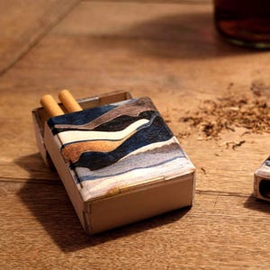 Portasigarette vintage in legno, portasigarette con fiammiferi, scatola per giunti