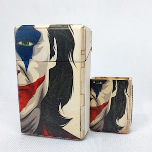 Estojo de cigarro Joker feito de madeira como presente de padrinho estojo de cigarro conjunto de presente vintage caixa de madeira