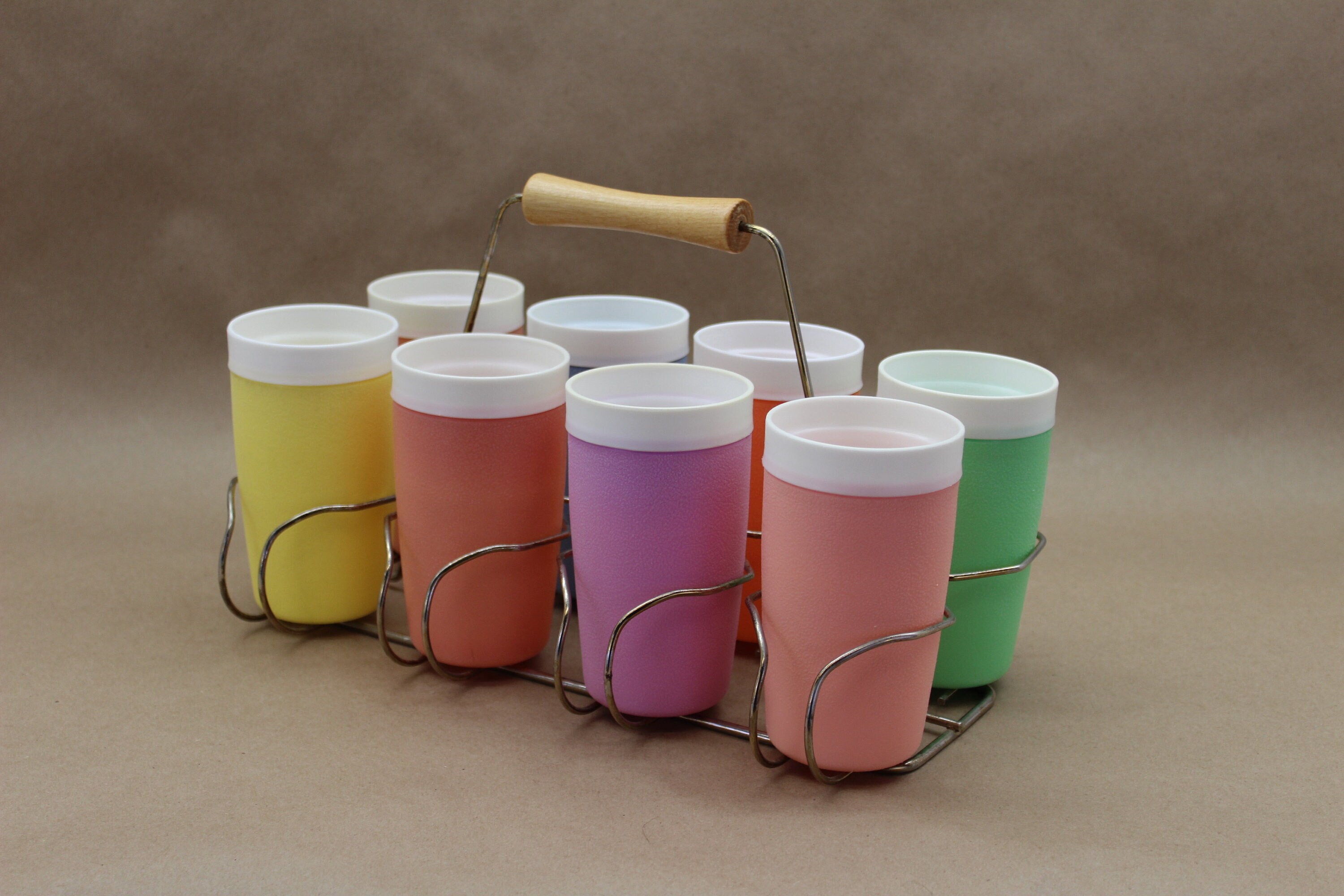 1960's Tupperware Drink Caddy with Tumblers and Stirrers