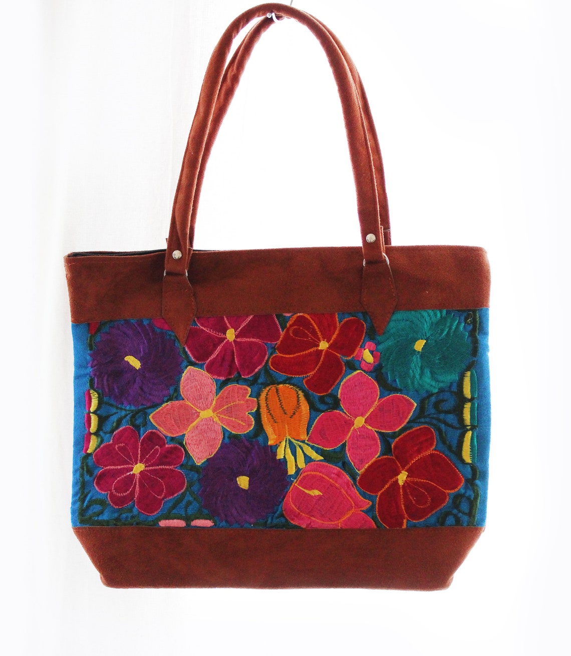Flower Embroidery Tote / Shoulder Bag Etsy