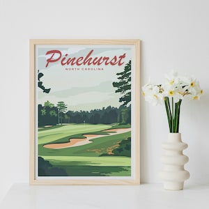 Pinehurst, North Carolina Golf Minimalist Travel Poster - Retro, Vintage, Golf Wall Art
